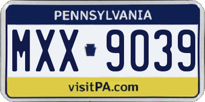 PA license plate MXX9039