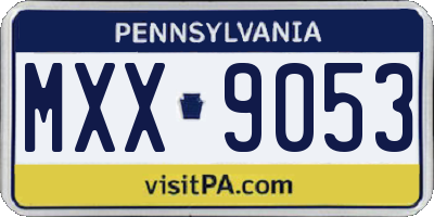 PA license plate MXX9053