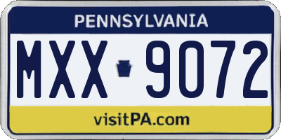 PA license plate MXX9072