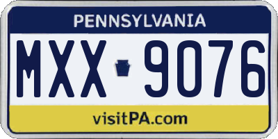 PA license plate MXX9076