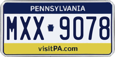 PA license plate MXX9078