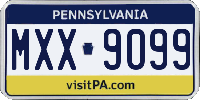 PA license plate MXX9099