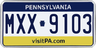 PA license plate MXX9103