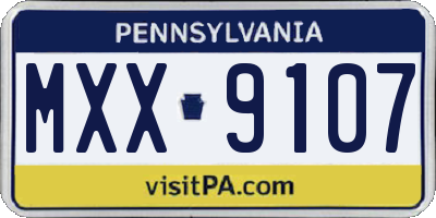 PA license plate MXX9107