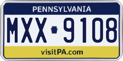 PA license plate MXX9108