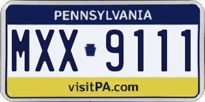 PA license plate MXX9111