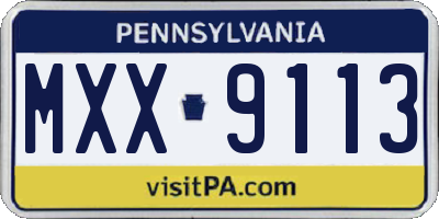PA license plate MXX9113