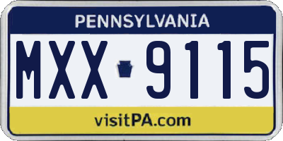 PA license plate MXX9115