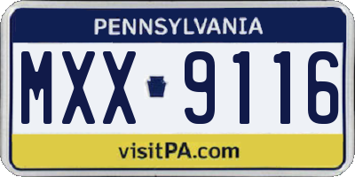 PA license plate MXX9116