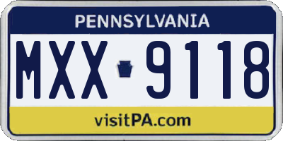 PA license plate MXX9118