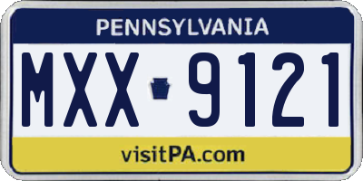 PA license plate MXX9121