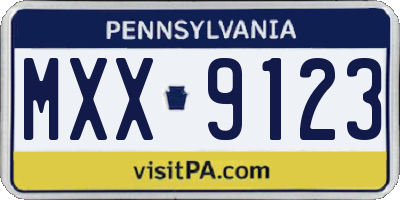 PA license plate MXX9123