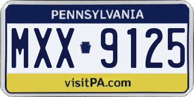 PA license plate MXX9125