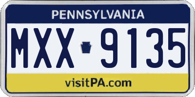 PA license plate MXX9135