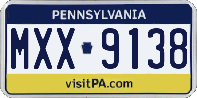 PA license plate MXX9138