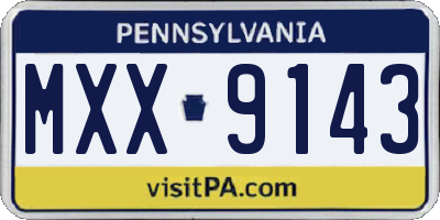 PA license plate MXX9143
