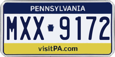 PA license plate MXX9172
