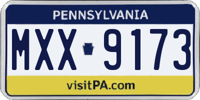 PA license plate MXX9173