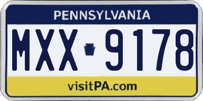 PA license plate MXX9178