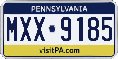PA license plate MXX9185