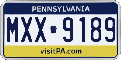 PA license plate MXX9189