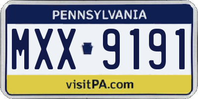 PA license plate MXX9191