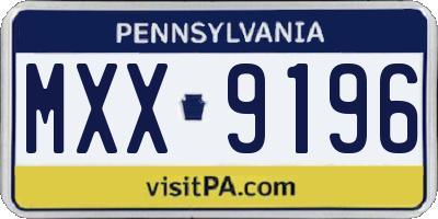 PA license plate MXX9196