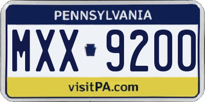 PA license plate MXX9200