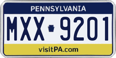 PA license plate MXX9201