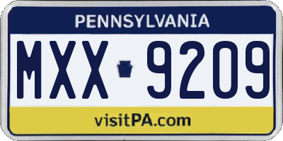 PA license plate MXX9209