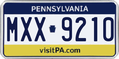 PA license plate MXX9210