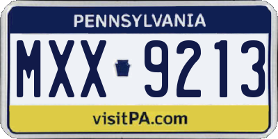 PA license plate MXX9213