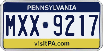 PA license plate MXX9217