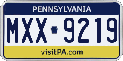 PA license plate MXX9219