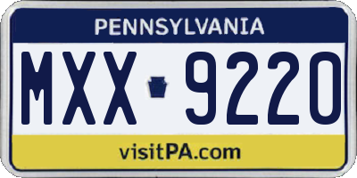 PA license plate MXX9220
