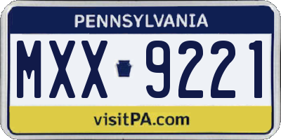PA license plate MXX9221