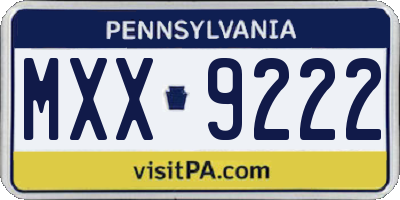 PA license plate MXX9222
