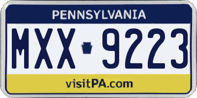 PA license plate MXX9223