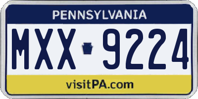 PA license plate MXX9224
