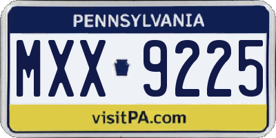 PA license plate MXX9225