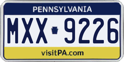 PA license plate MXX9226
