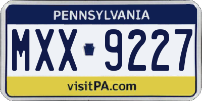 PA license plate MXX9227