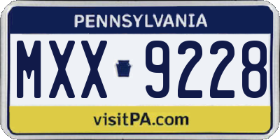 PA license plate MXX9228