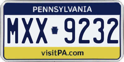 PA license plate MXX9232