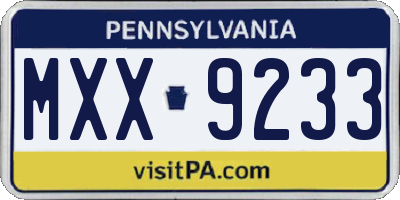 PA license plate MXX9233