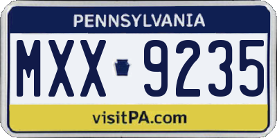 PA license plate MXX9235