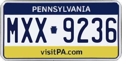 PA license plate MXX9236