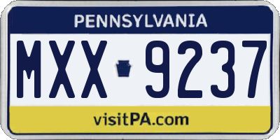 PA license plate MXX9237