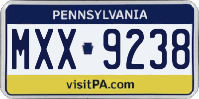 PA license plate MXX9238