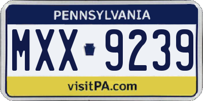 PA license plate MXX9239